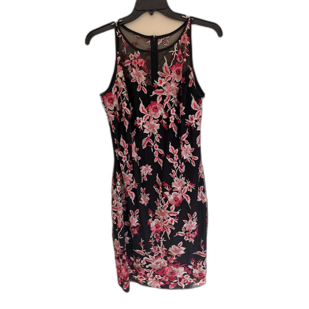 White House Black Market Floral Embroidered‎ Mesh Sheath Dress 12